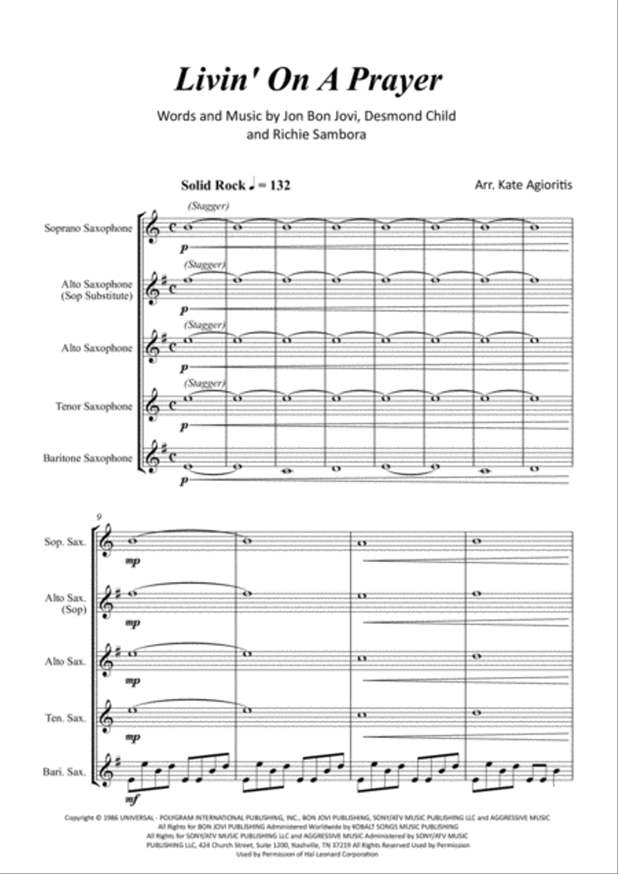 Livin' On A Prayer Livin' On A Prayer Saxophone Quartet scores gallery preview page 2