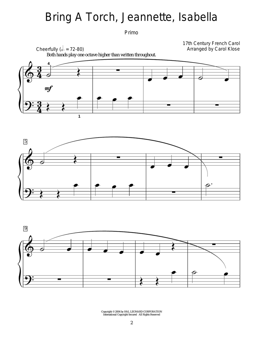 Bring A Torch, Jeannette Isabella Piano Duet scores gallery preview page 2