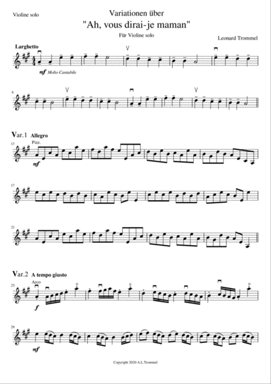 VIOLIN SOLO VERSION: Variations on 