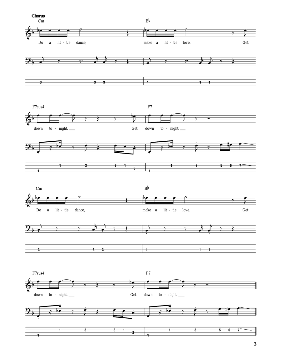 Get Down Tonight Bass Guitar Tablature scores gallery preview page 3