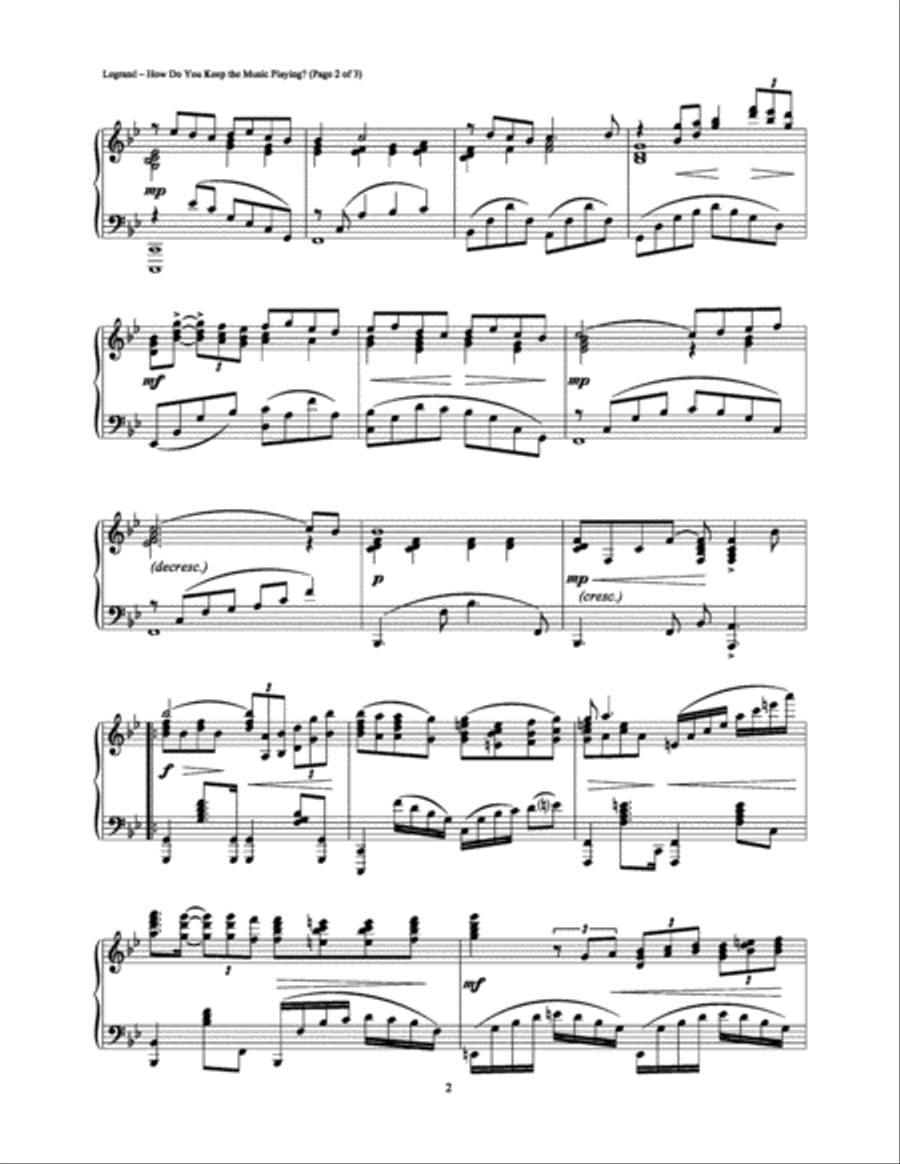 How Do You Keep the Music Playing? Piano Solo scores gallery preview page 2