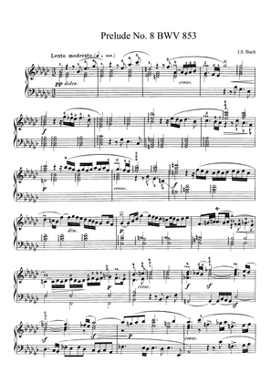 Bach Prelude and Fugue No. 8 BWV 853 in E-flat Minor. The Well-Tempered Clavier Book I