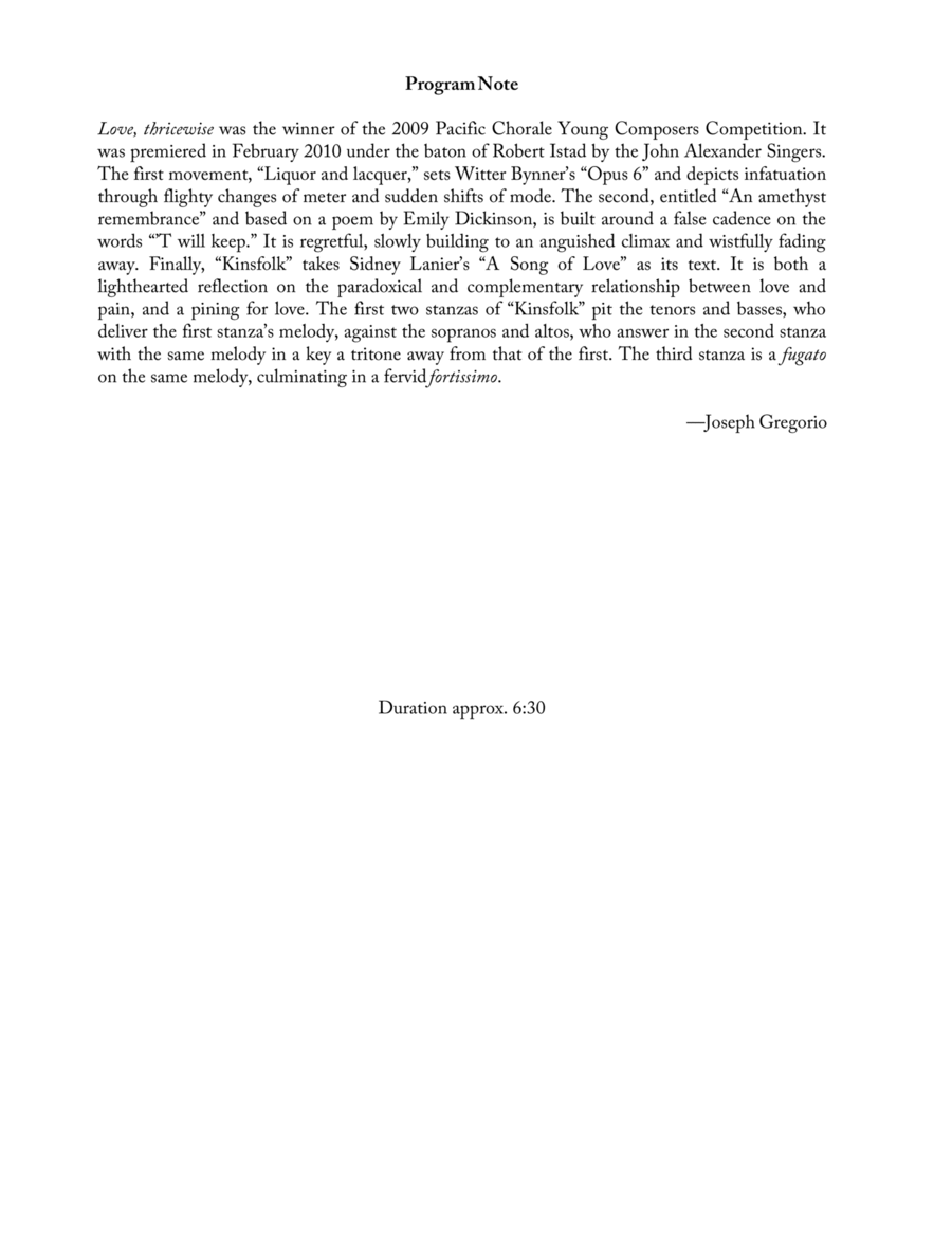 Love, thricewise Divisi scores gallery preview page 1