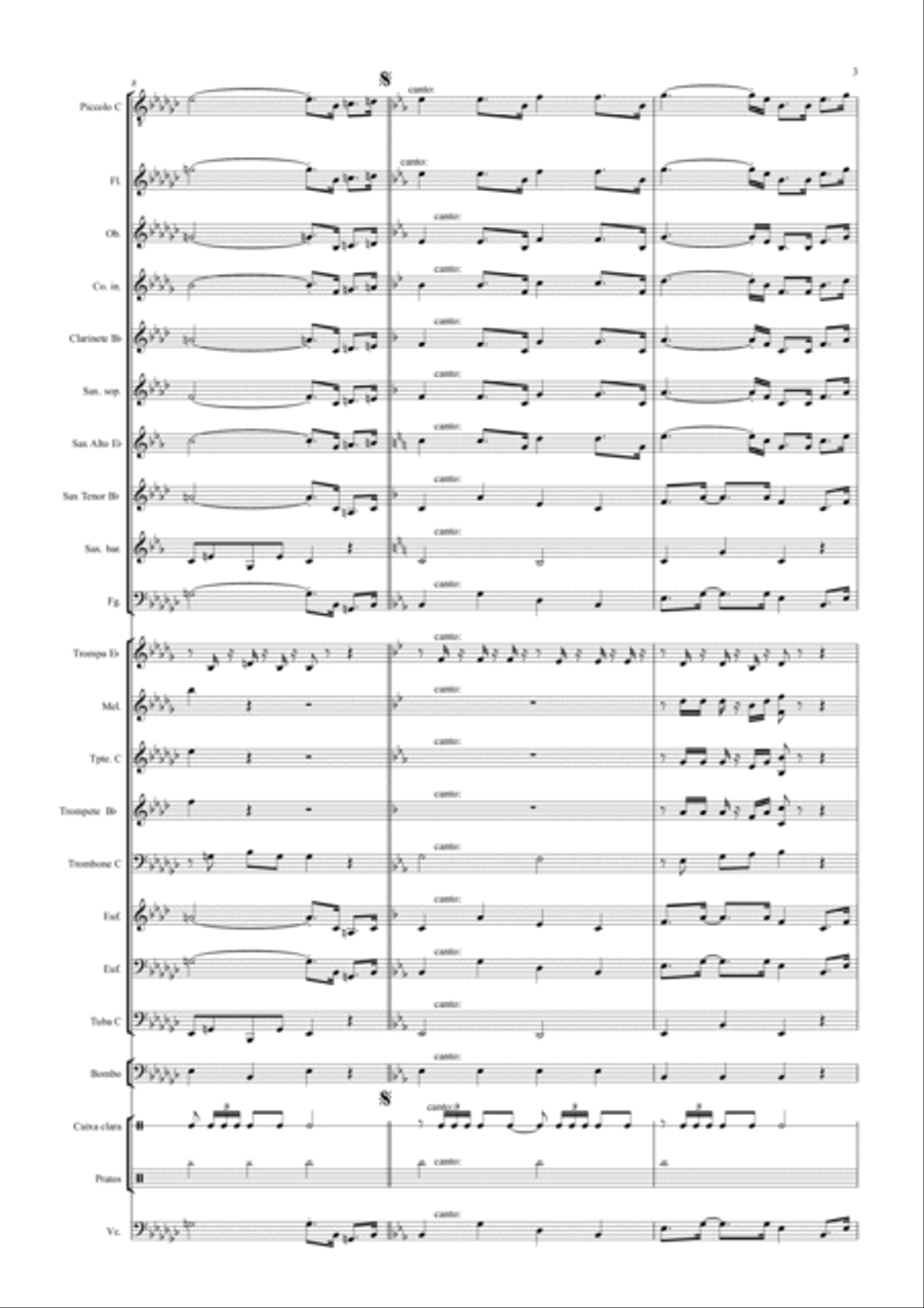 Hino da Filarmônica Municipal Bom Jesus dos Martírios Concert Band scores gallery preview page 3