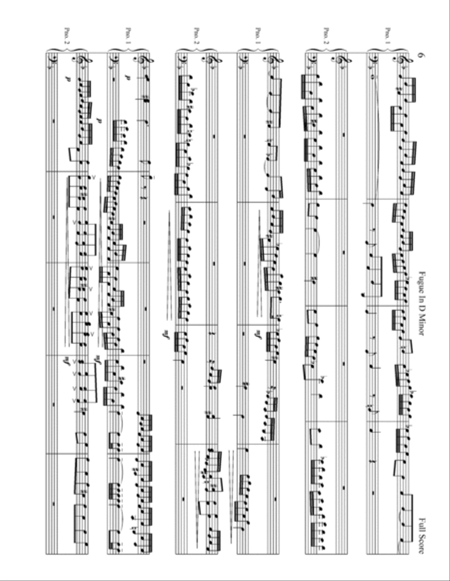 Fugue In D Minor 2 Pianos, 4-Hands scores gallery preview page 6