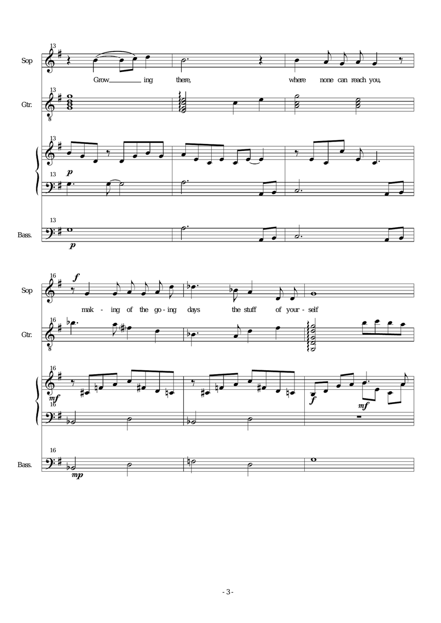 Letter to Lydia – soprano, bass, electric guitar, keyboard Small Ensemble scores gallery preview page 3