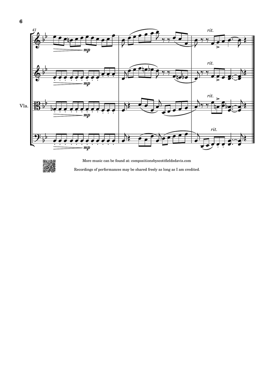 Nocturne No. 5 by John Field, arranged for string quartet by Scott Fields Davis String Quartet scores gallery preview page 6