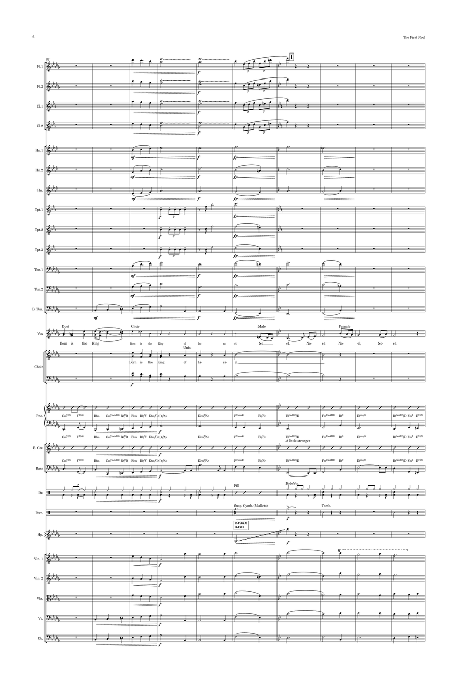 The First Noel (ala Josh Groban) Vocal Duet with Choir and Pops Orchestra Key of Db to Bb Choir scores gallery preview page 6