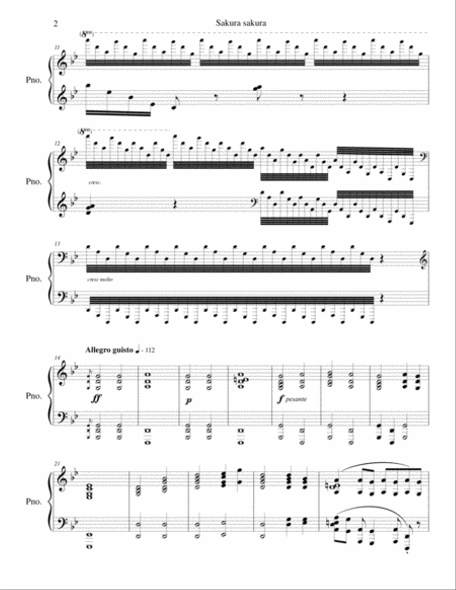 Sakura sakura - Piano Transcription Piano Solo scores gallery preview page 3