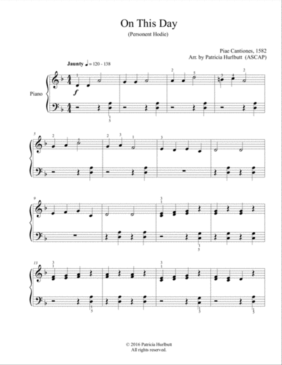 On This Day Easy Piano scores gallery preview page 1