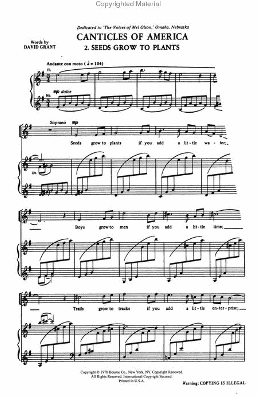 Seeds Grow To Plants (from 'Canticles of America') 4-Part scores gallery preview page 2