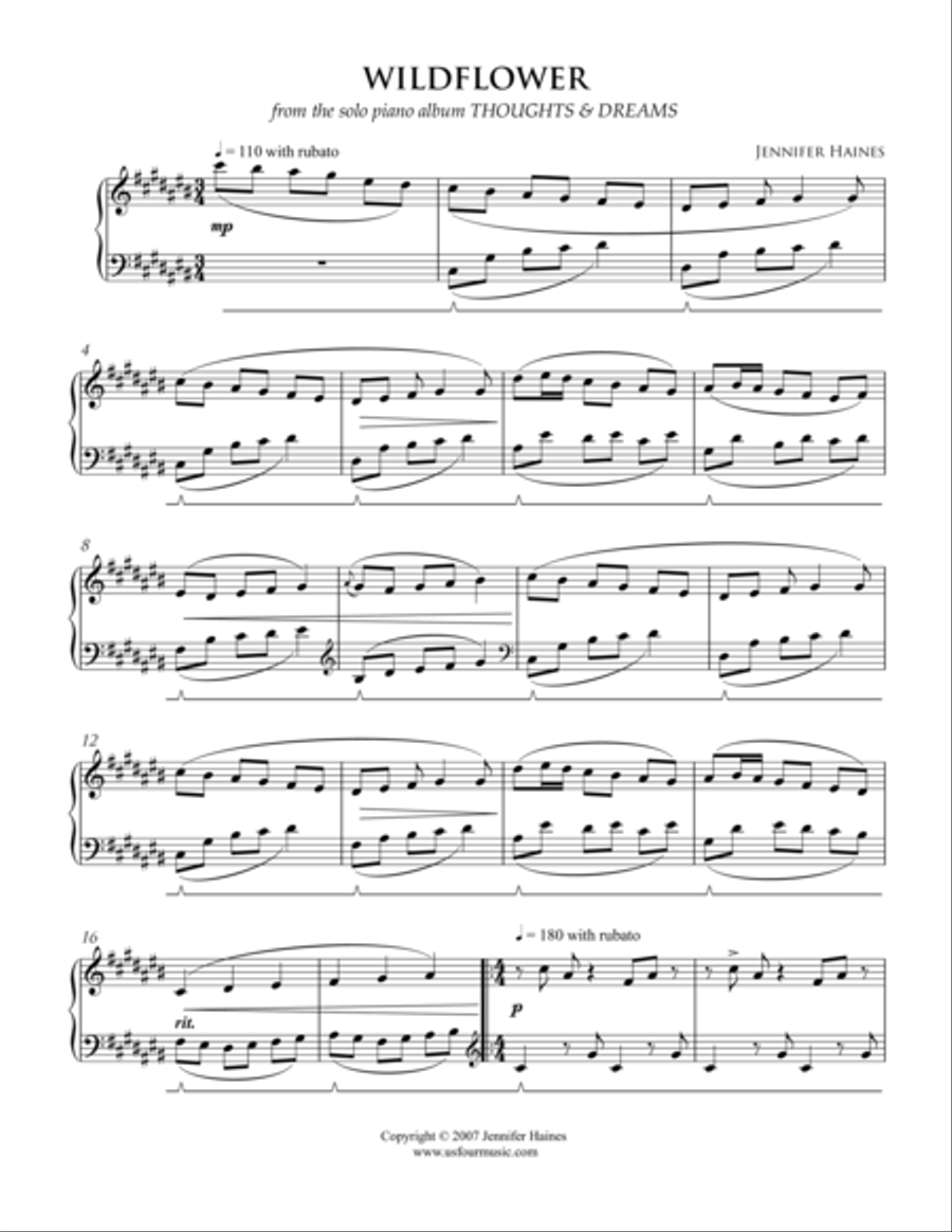Wildflower Wildflower Piano Solo scores gallery preview page 1