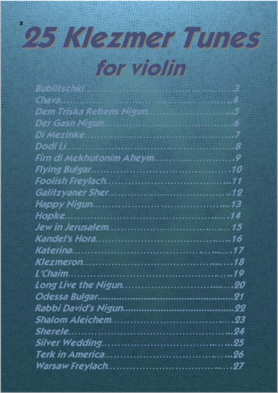 25 Klezmer Tunes for Violin Violin Solo scores gallery preview page 2