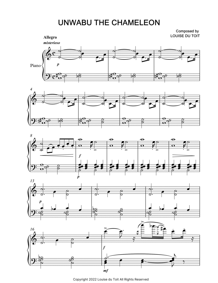 2. Unwabu the Chameleon Piano Solo scores gallery preview page 1