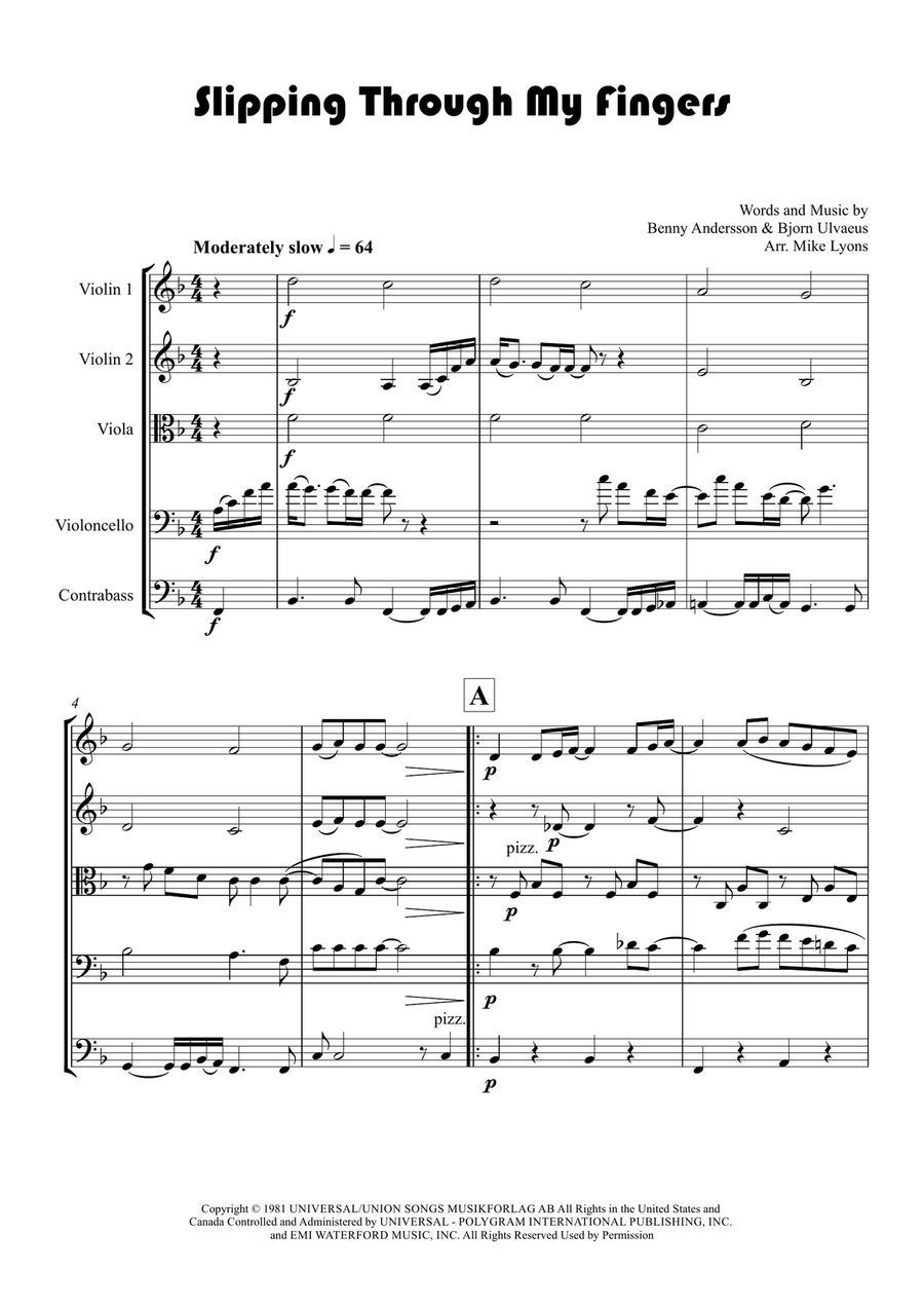Slipping Through My Fingers String Orchestra scores gallery preview page 3