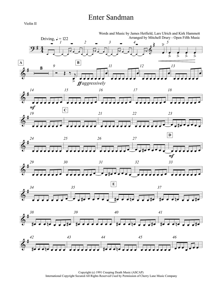 Enter Sandman Enter Sandman String Quartet scores gallery preview page 3
