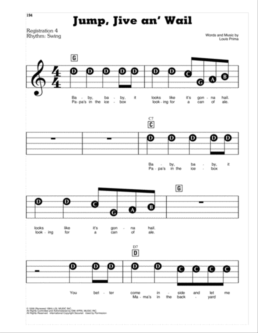 Jump, Jive An' Wail Jump, Jive An' Wail Electronic Keyboard scores gallery preview page 1