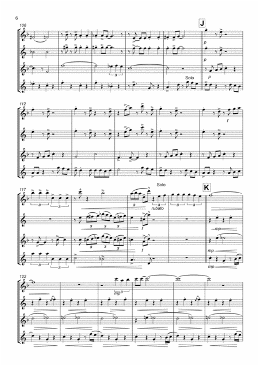 The Continental for Saxophone Quartet Saxophone Quartet scores gallery preview page 6