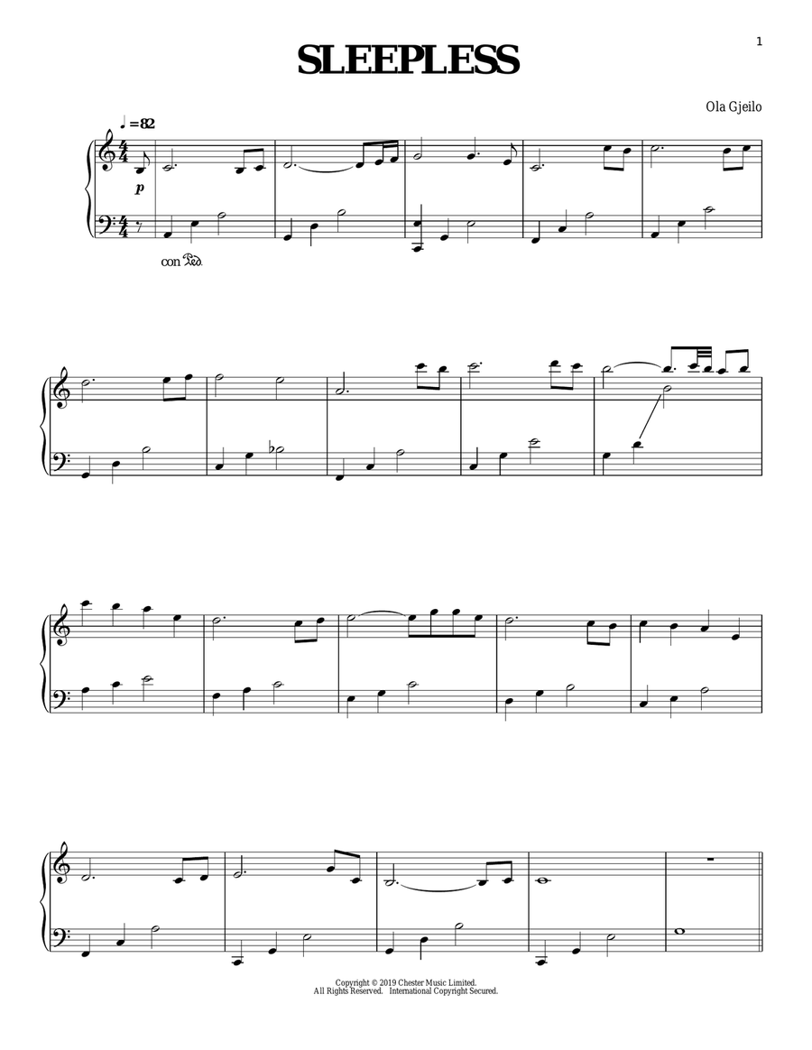 Sleepless Piano Solo scores gallery preview page 1