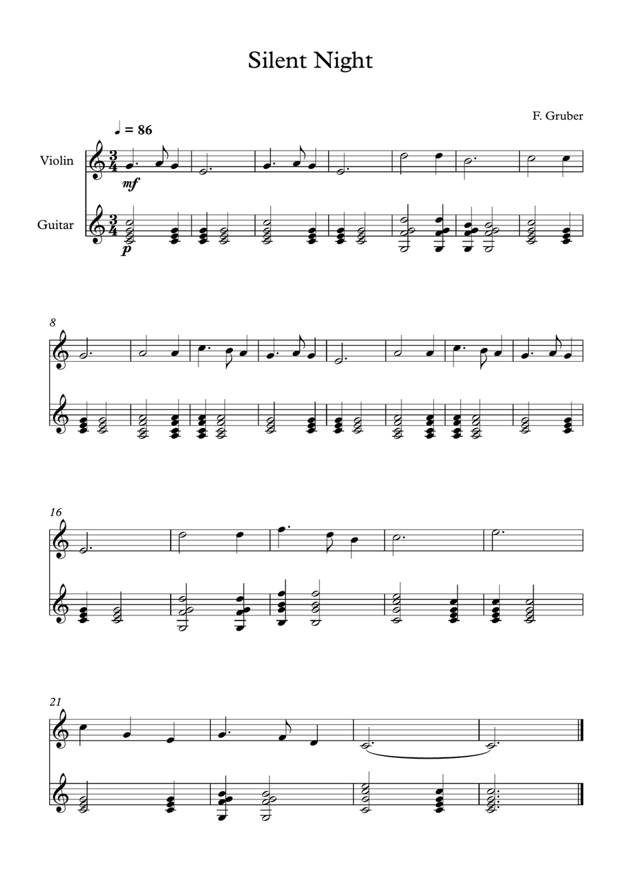 10 Easy Classical Pieces For Violin & Guitar Vol. 2 10 Easy Classical Pieces For Violin & Guitar Vol. 2 String Duet scores gallery preview page 2
