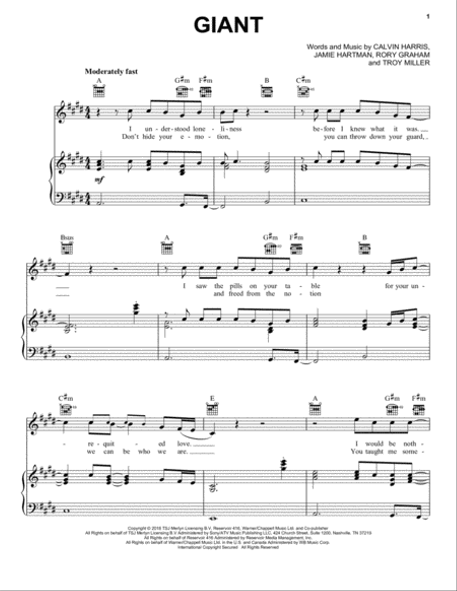 Giant Giant Piano, Vocal, Guitar scores gallery preview page 1