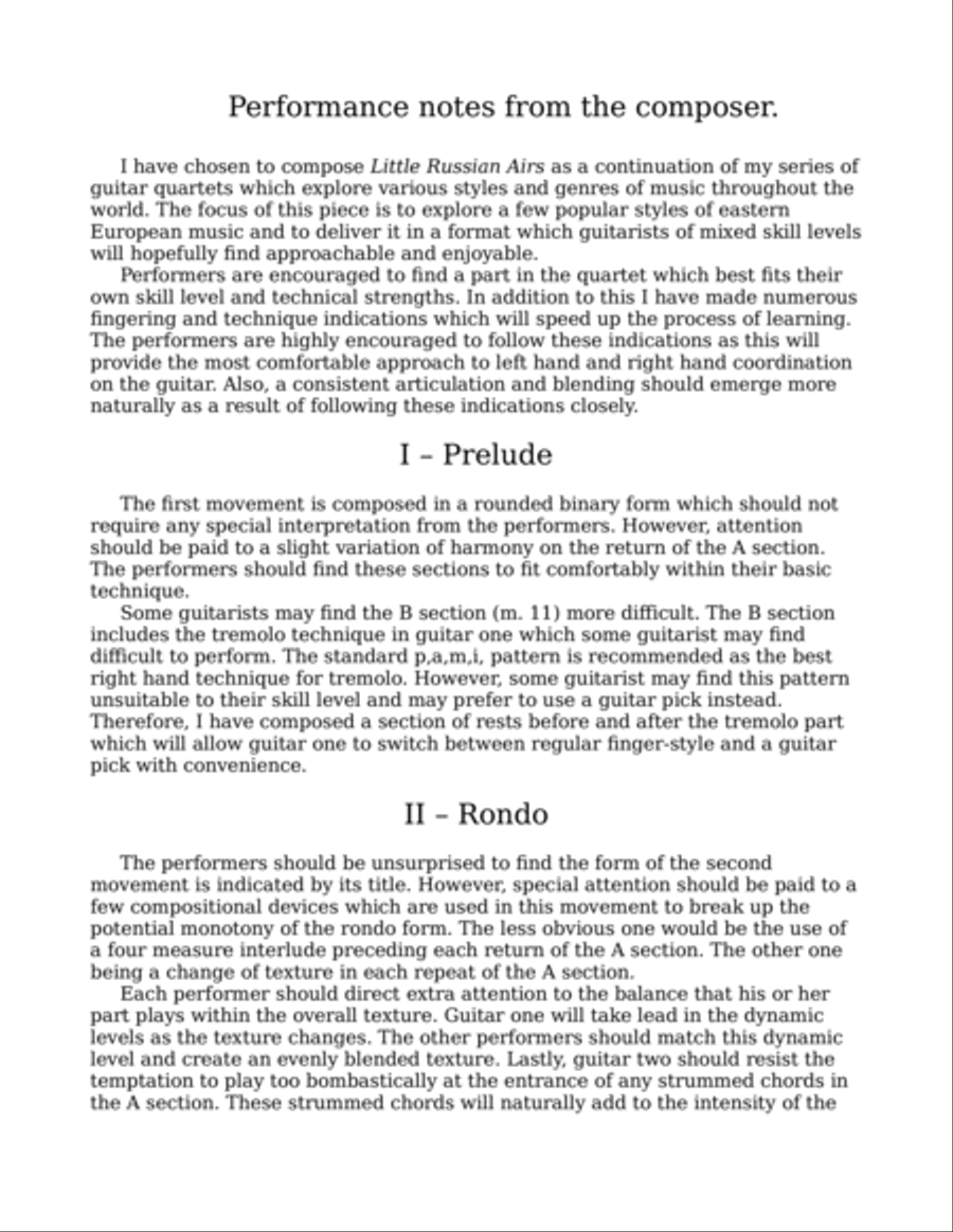 Little Russian Airs Guitar Ensemble scores gallery preview page 2