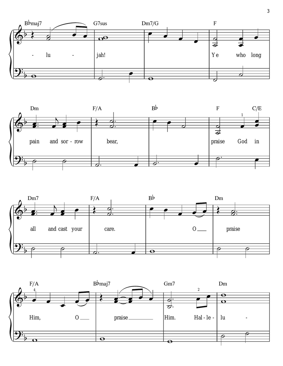 All Creatures Of Our God And King Easy Piano scores gallery preview page 3