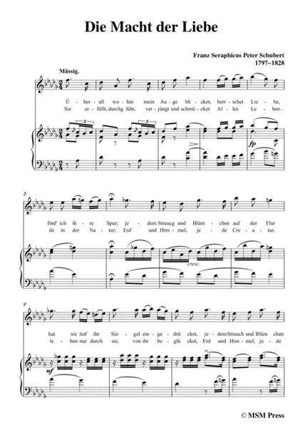 Schubert-Die Macht der Liebe,in D flat Major,for Voice&Piano image number null