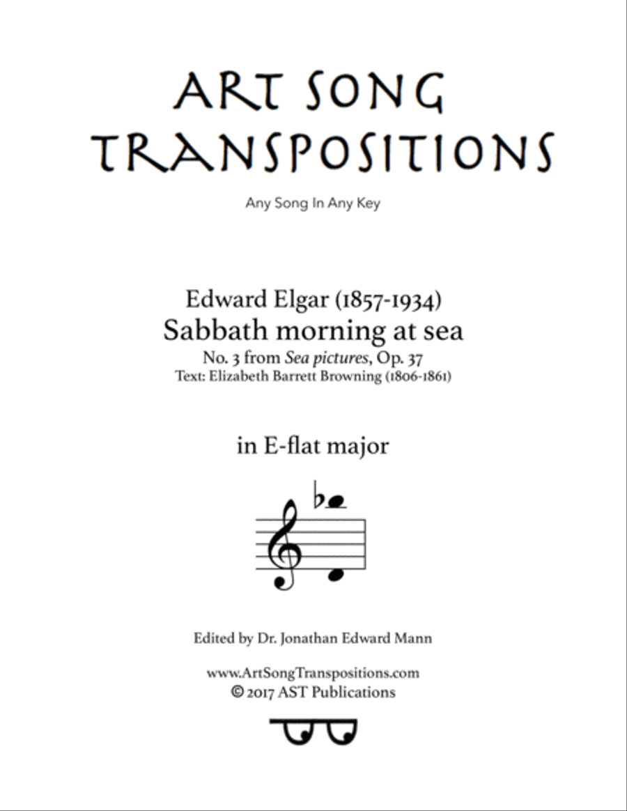 ELGAR: Sabbath morning at sea, Op. 37 no. 3 (transposed to E-flat major) Voice scores gallery preview page 1