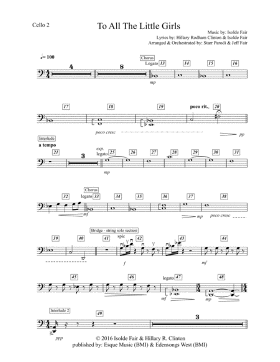 To All The Little Girls String, Piano, Vocal Score Piano, Vocal, Guitar scores gallery preview page 2