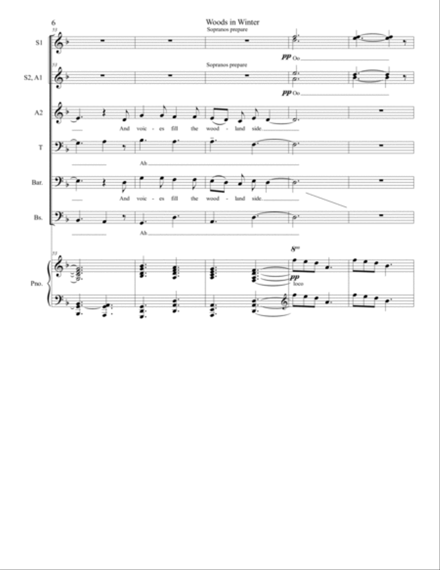 Woods In Winter for SSAATTBB Chorus Divisi scores gallery preview page 6