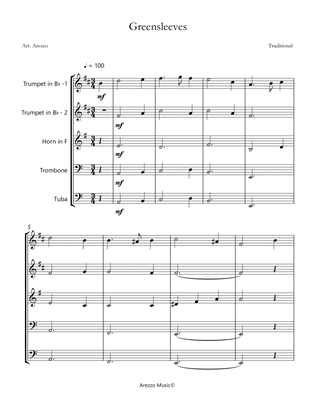 greensleeves brass Quintet sheet music