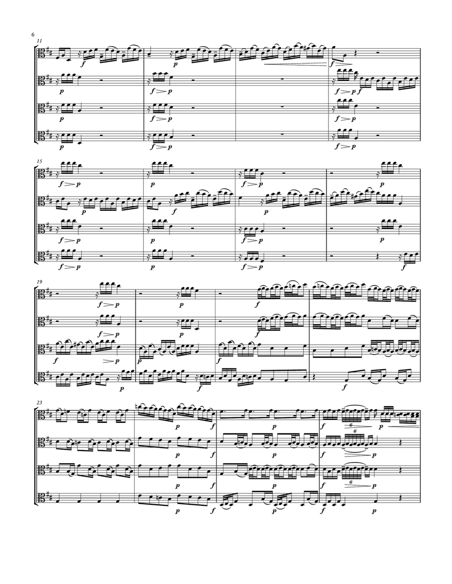 Concerto No. 4 in D Major for Four Violas Unaccompanied, TWV40:204 String Quartet scores gallery preview page 6