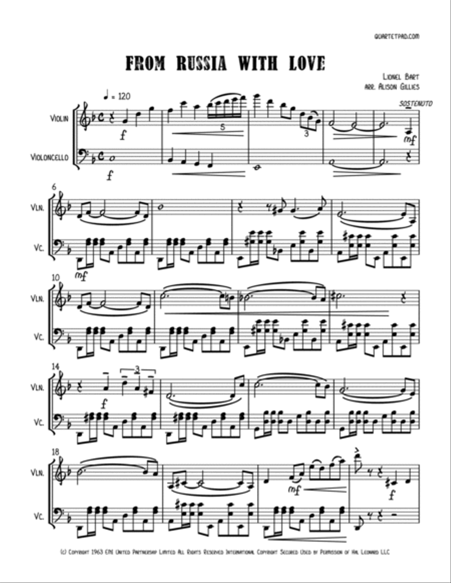 From Russia With Love String Duet scores gallery preview page 2