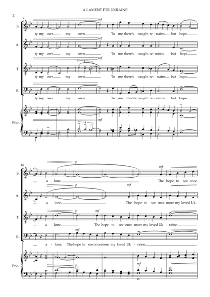 A LAMENT FOR UKRAINE, for SATB a cappella choir image number null