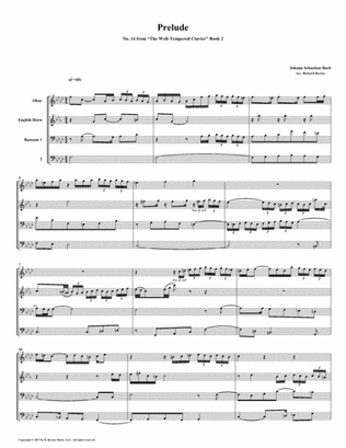 Prelude 14 from Well-Tempered Clavier, Book 2 (Double Reed Quartet)