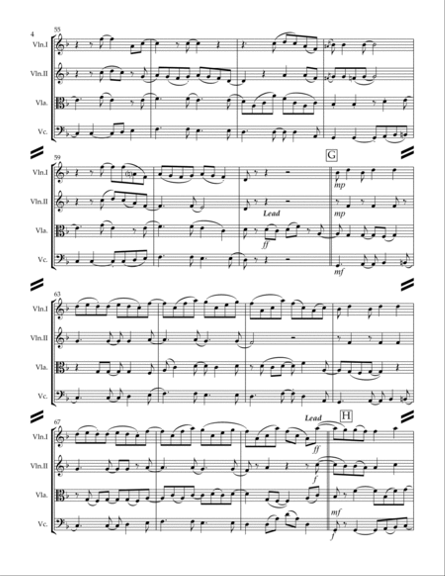 Dancin' In The Moonlight String Quartet scores gallery preview page 5