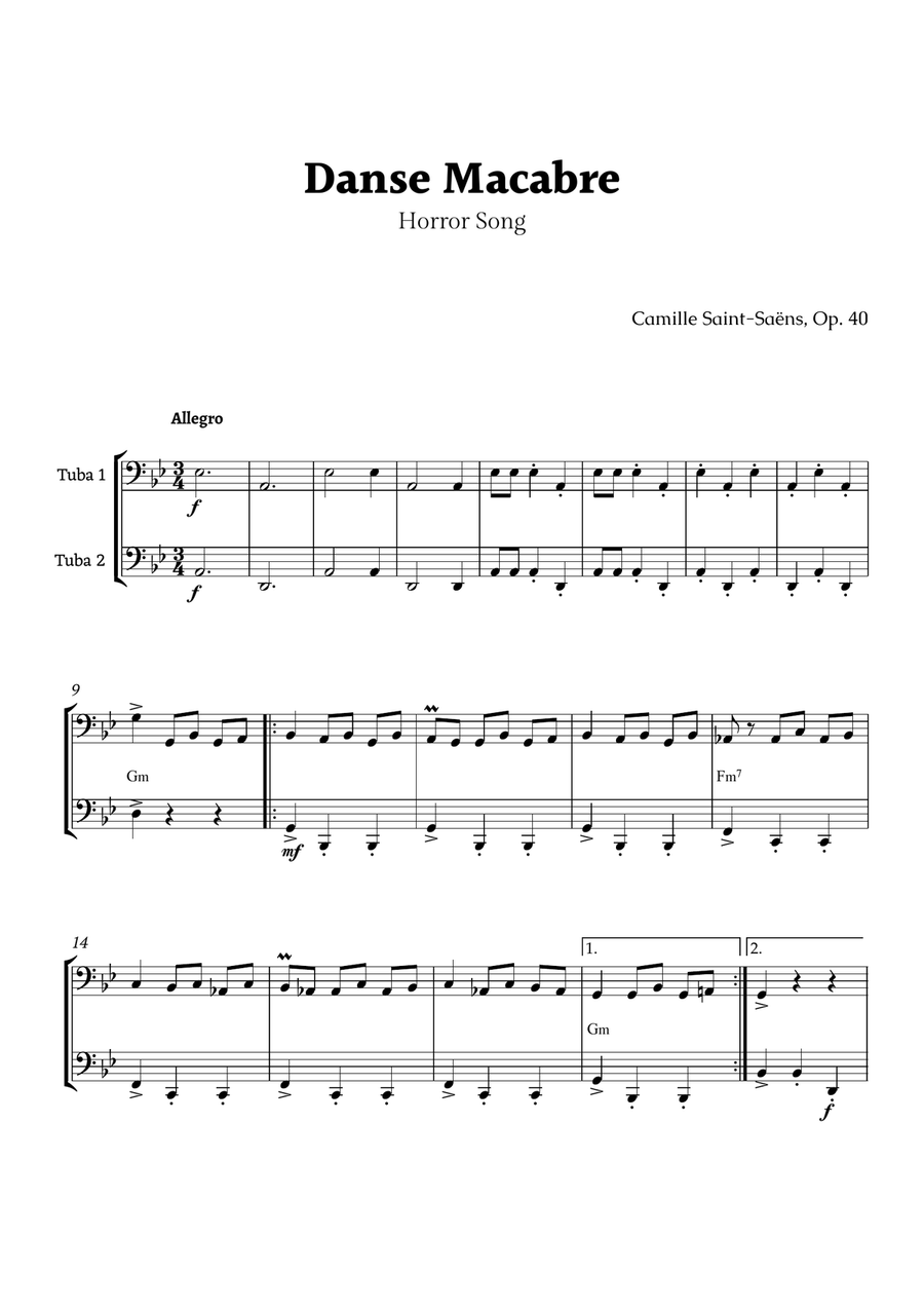 Danse Macabre by Saint-Saëns Brass Duet scores gallery preview page 1