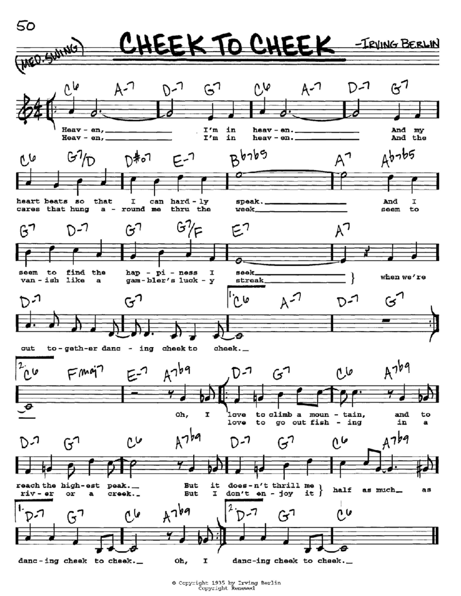 Cheek To Cheek Voice scores gallery preview page 1