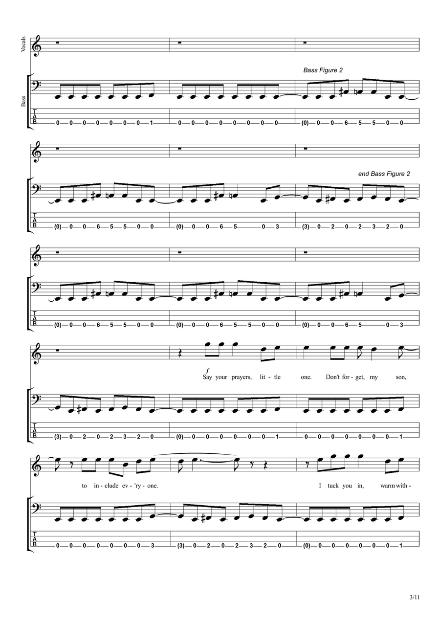 Enter Sandman Enter Sandman Bass Guitar scores gallery preview page 3