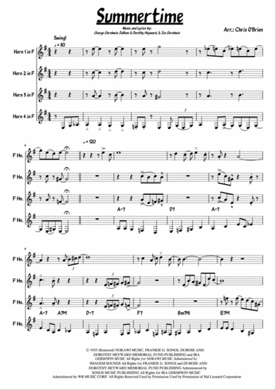 Summertime Summertime Brass Ensemble scores gallery preview page 1
