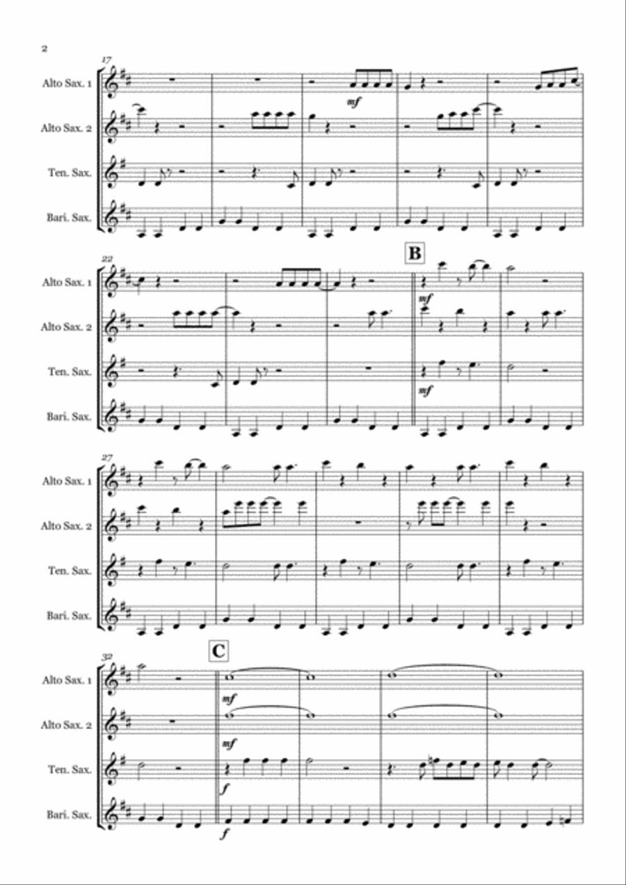 Everybody Needs Somebody To Love Saxophone Quartet scores gallery preview page 2