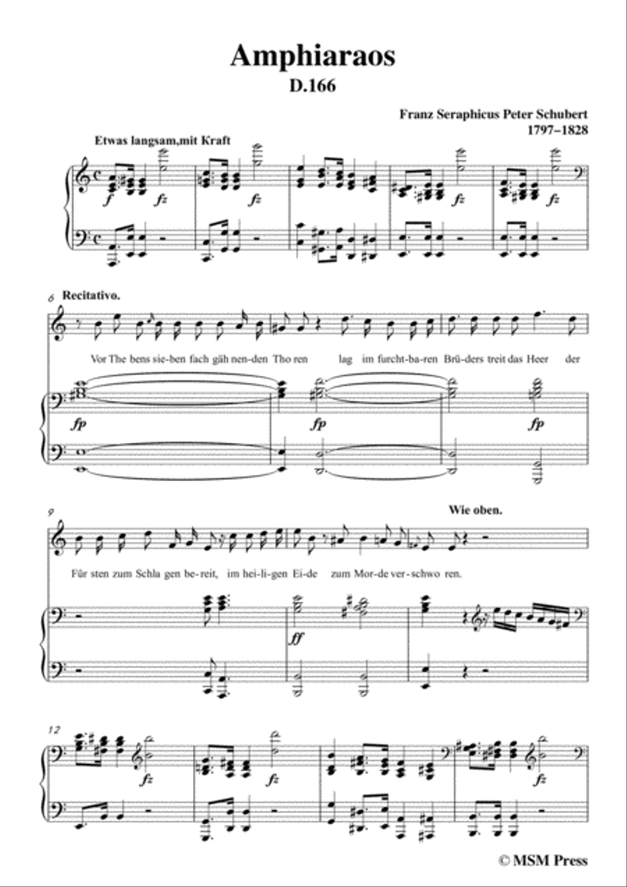 Schubert-Amphiaraos,in a minor,D.166,for Voice&Piano Voice scores gallery preview page 3