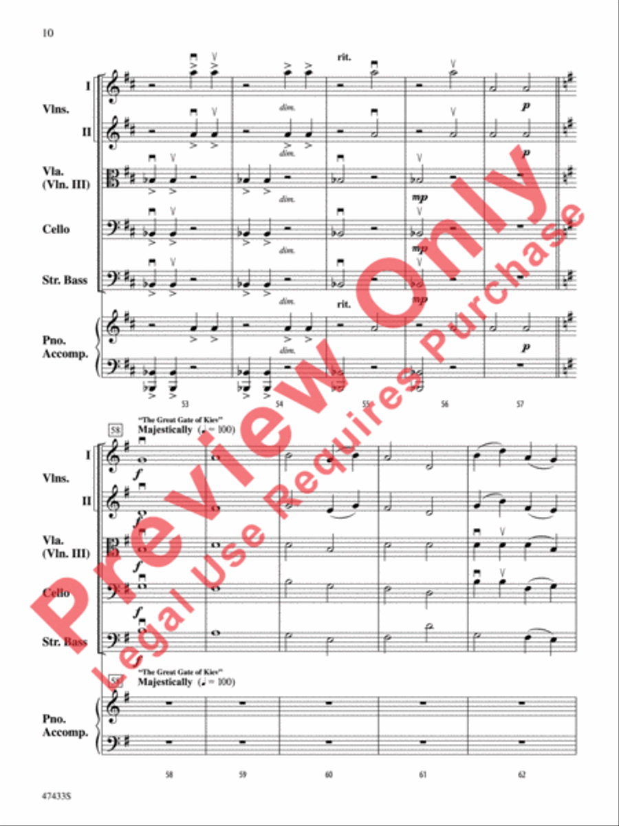 Themes from Pictures at an Exhibition String Orchestra scores gallery preview page 11