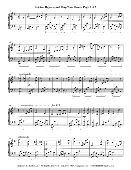 Rejoice, Rejoice and Clap Your Hands (arranged for Piano Solo) image number null