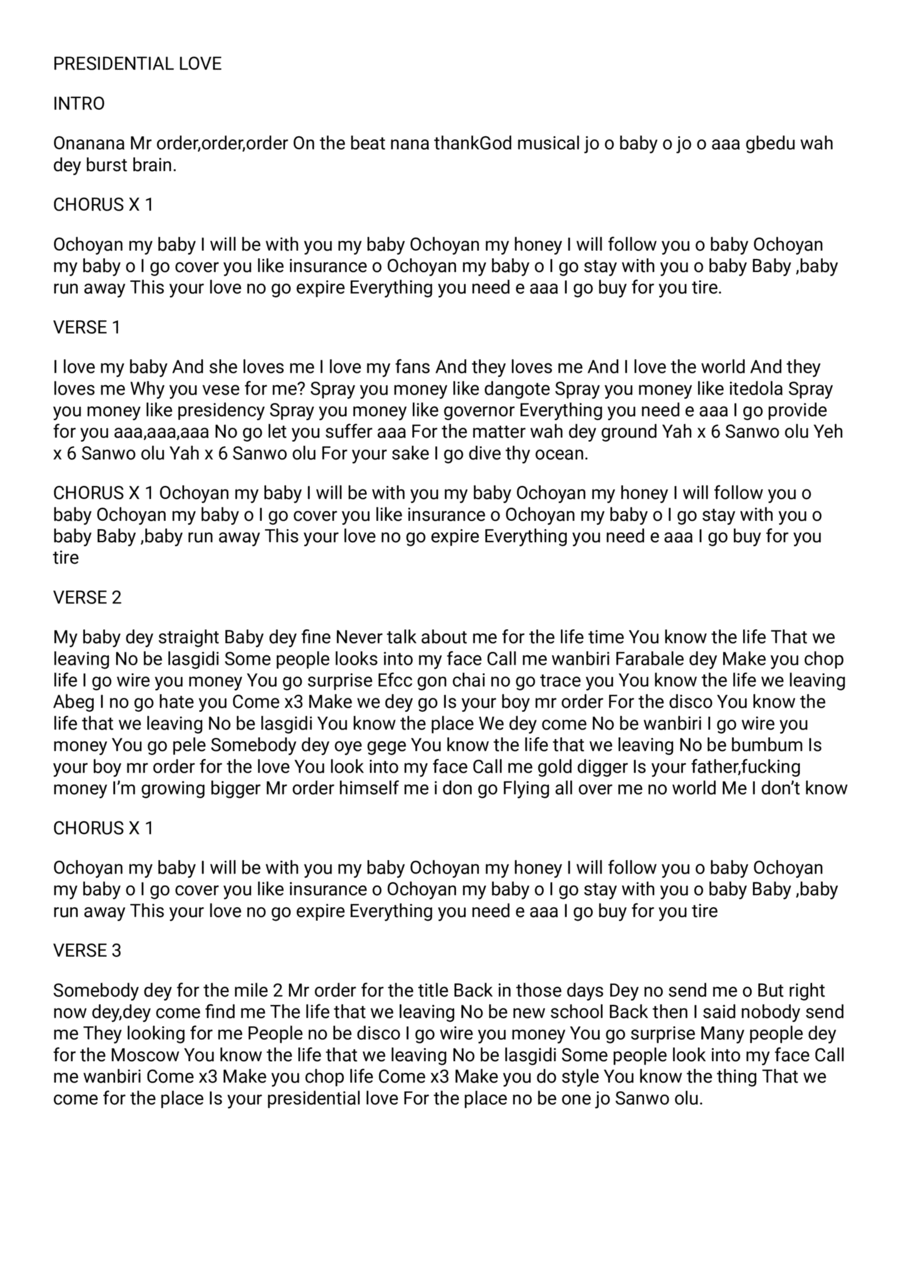 Presidential love Easy Piano scores gallery preview page 1