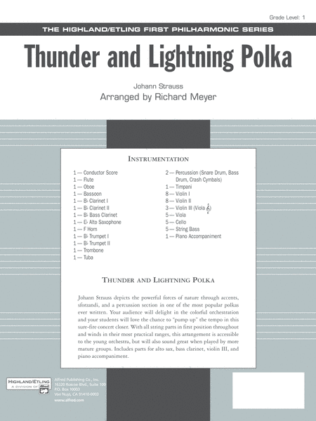 Thunder and Lightning Polka: Score