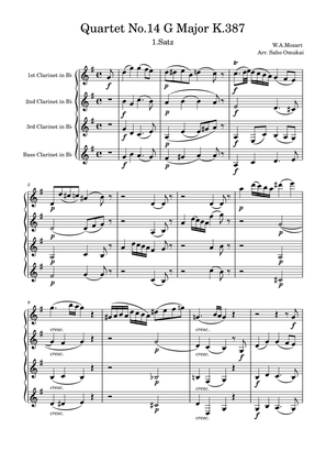 W.A.Mozart: Quartet No.14 G Major K.387 for 3 Clarinets and Bass Clarinet