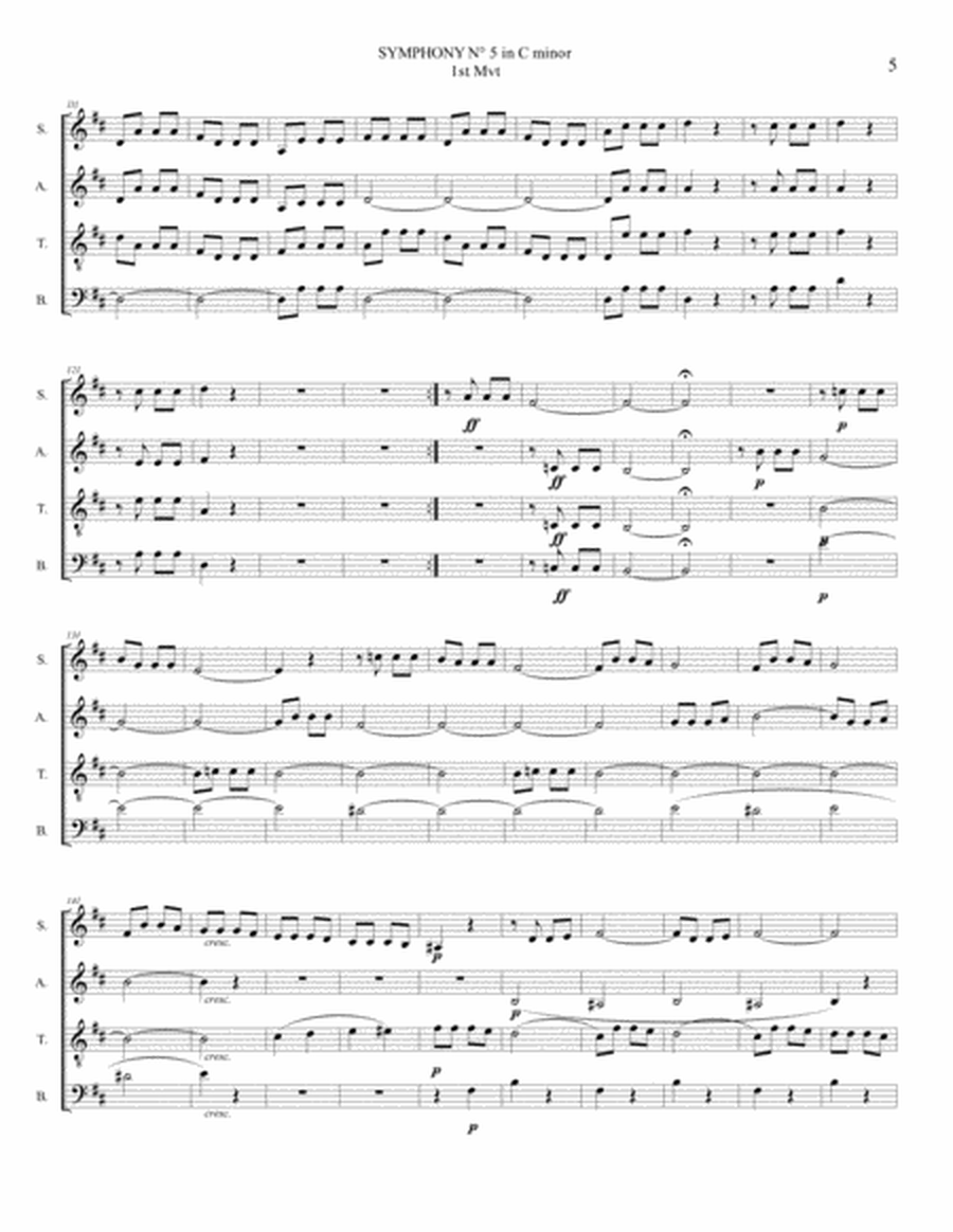 SYMPHONY N° 5 in C minor - Allegro con brio - Arr. for SATB Choir (in vocalization) + Part Piano image number null