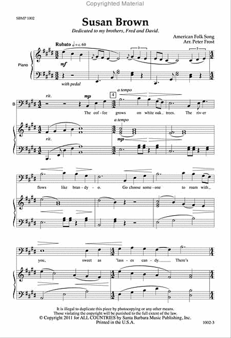 Susan Brown - TB Octavo TB scores gallery preview page 2